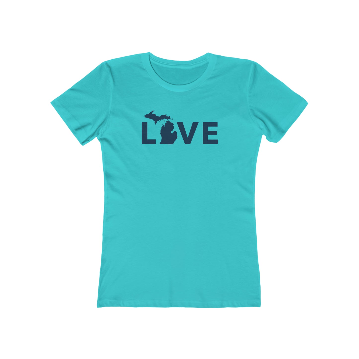 Michigan 'Love' T-Shirt (Geometric Sans Font) | Women's Boyfriend Cut