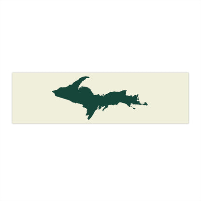 Michigan Upper Peninsula Bumper Sticker (w/ Green UP Outline) | Ivory Color Background