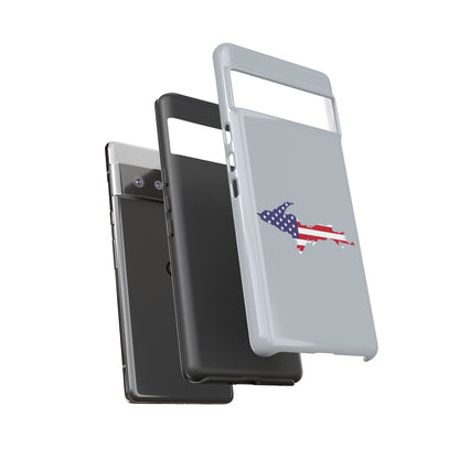 Michigan Upper Peninsula Tough Phone Case (Silver w/ UP USA Flag Outline) | Samsung & Pixel Android