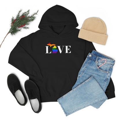 Michigan 'Love' Hoodie (w/LGBTQ Pride Colors) | Unisex Standard