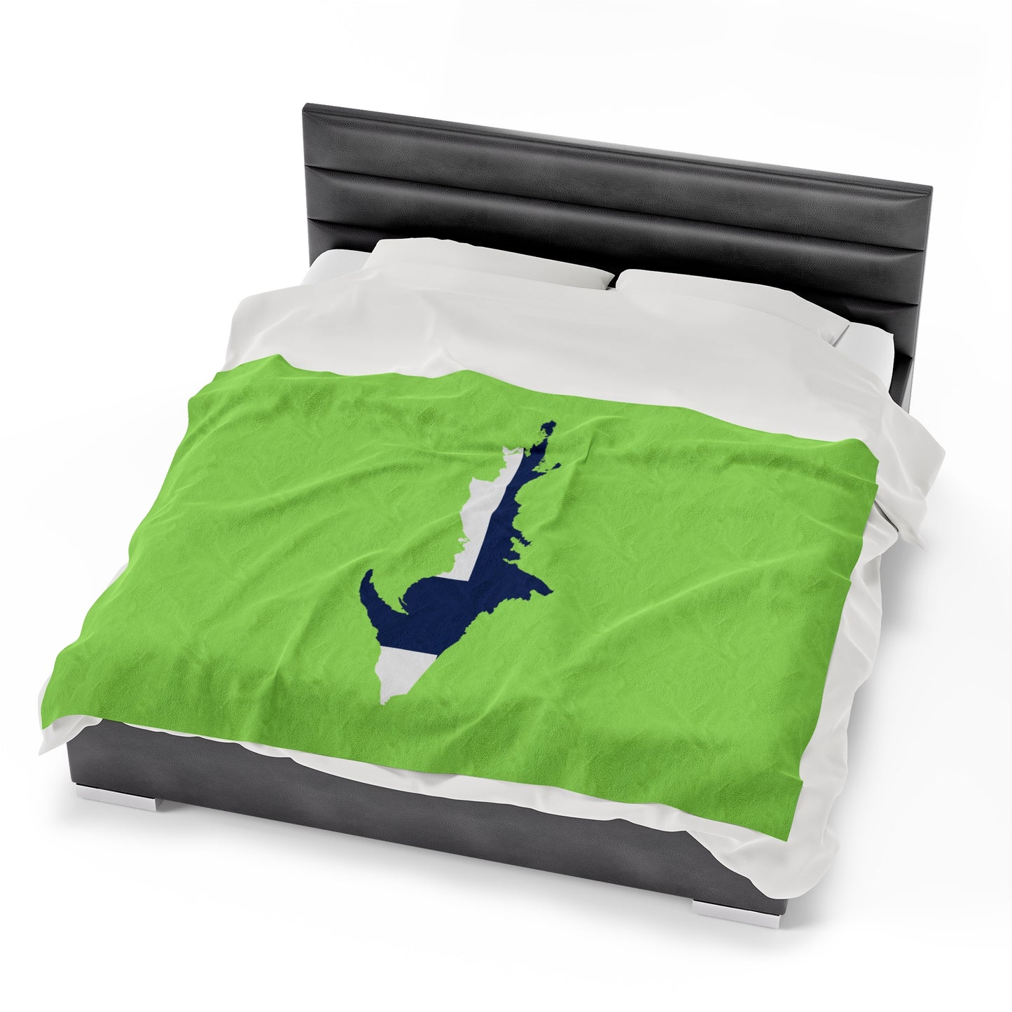 Michigan Upper Peninsula Plush Blanket (w/ UP Finland Flag Outline) | Flash Green