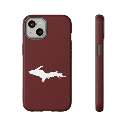 Michigan Upper Peninsula Tough Phone Case (Cherrywood Red w/ UP Outline) | Apple iPhone