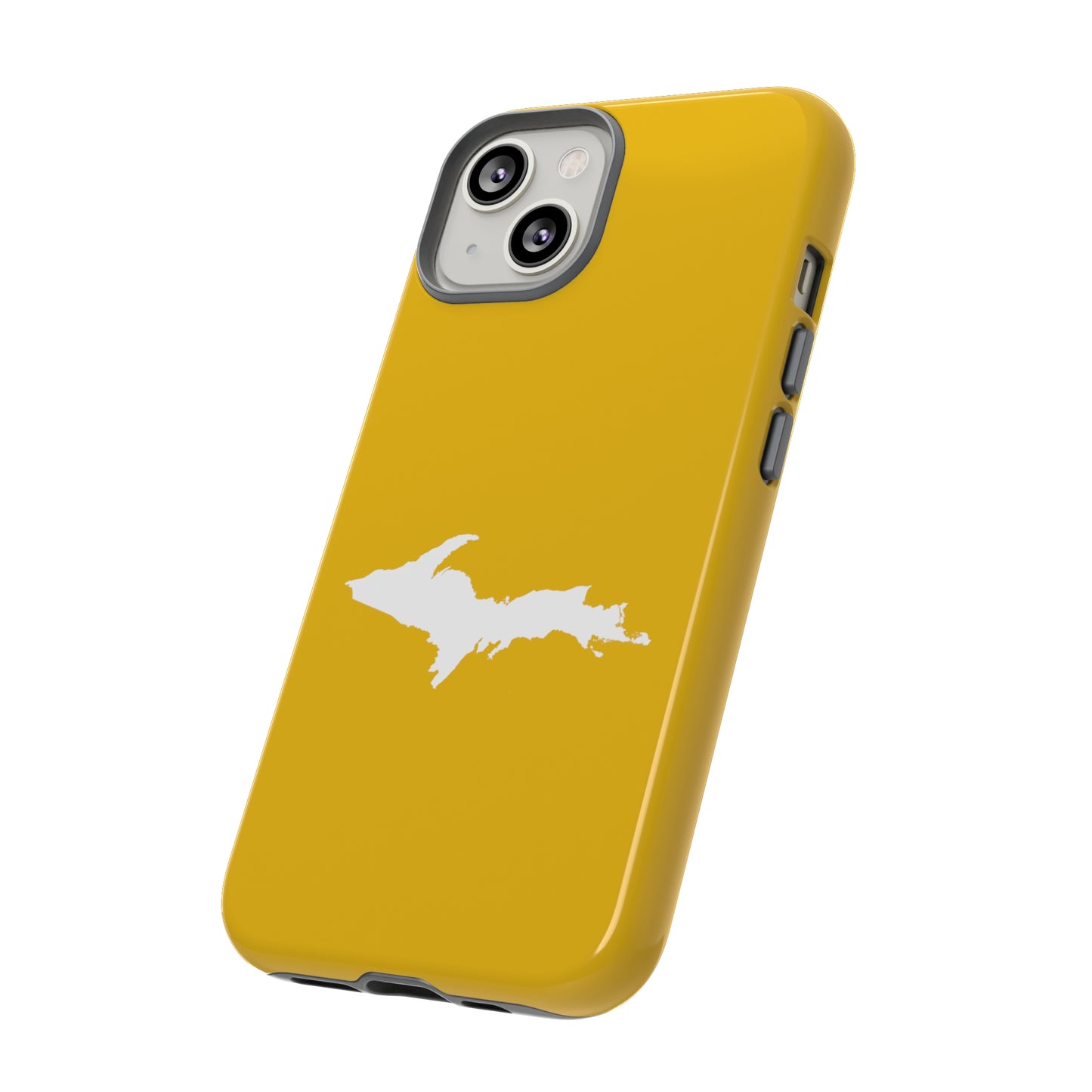 Michigan Upper Peninsula Tough Phone Case (Gold Color w/ UP Outline) | Apple iPhone