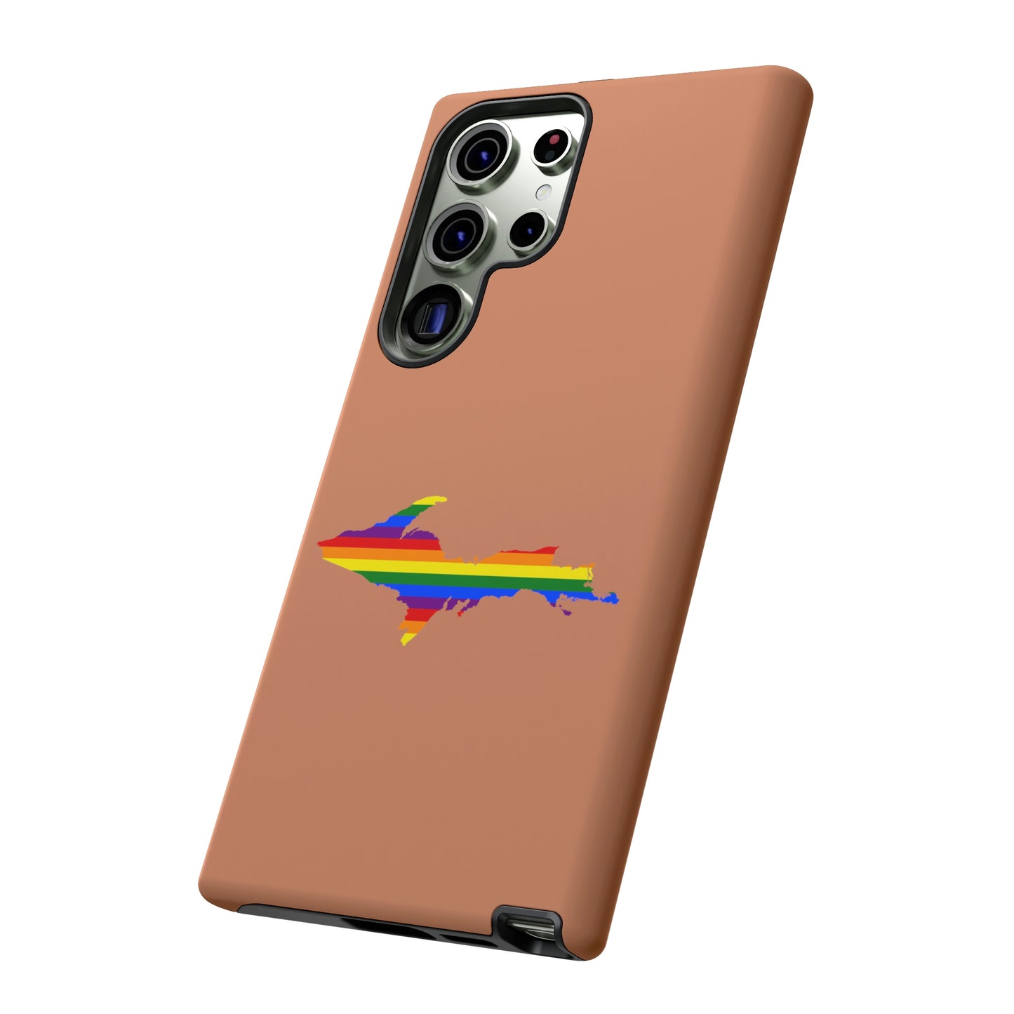 Michigan Upper Peninsula Tough Phone Case (Copper Color w/ UP Pride Flag Outline) | Samsung & Pixel Android