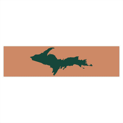 Michigan Upper Peninsula Bumper Sticker (w/ Green UP Outline) | Copper Color Background