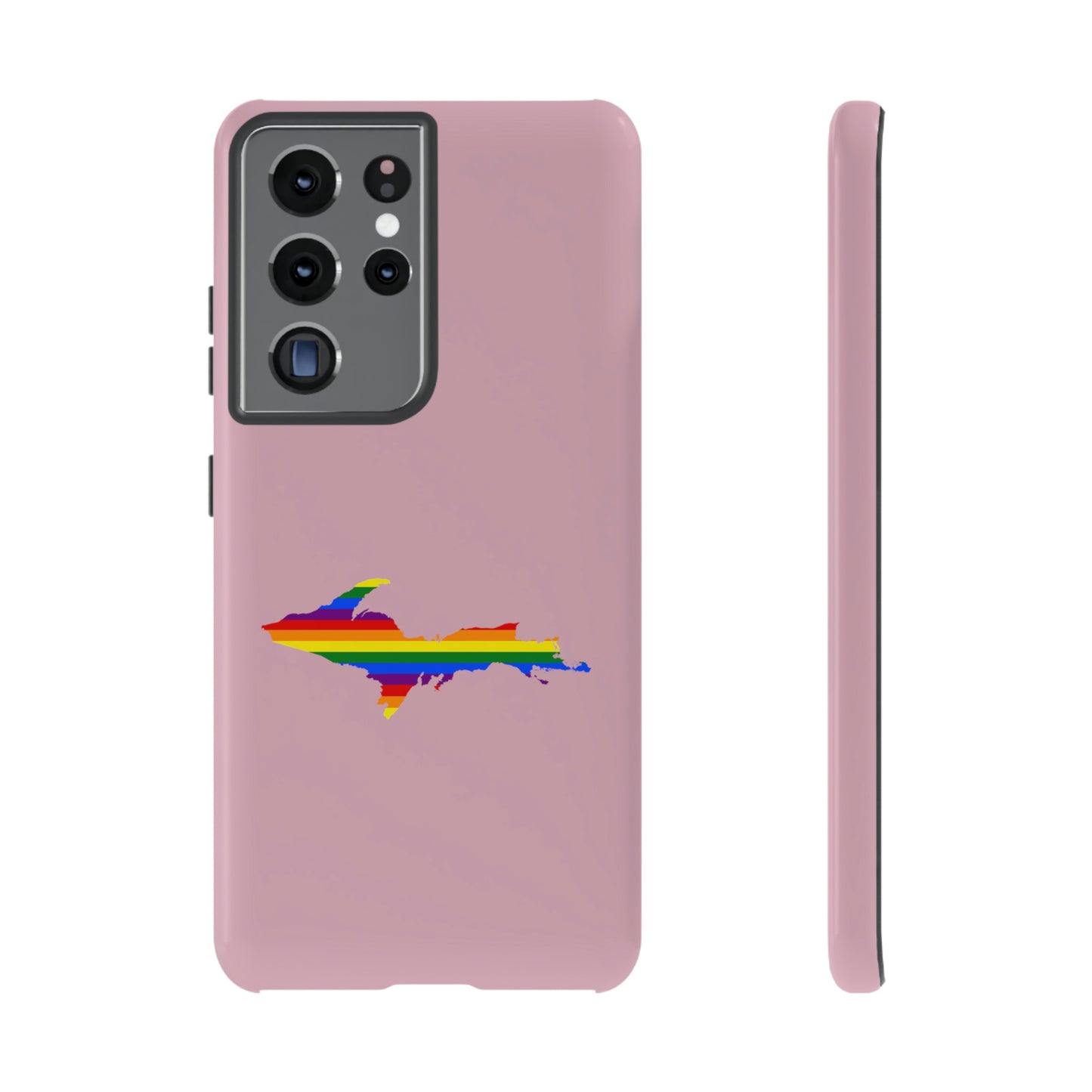 Michigan Upper Peninsula Tough Phone Case (Pink w/ UP Pride Flag Outline) | Samsung & Pixel Android