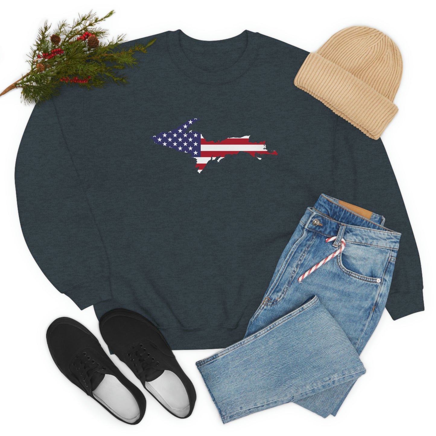 Michigan Upper Peninsula Sweatshirt (w/ UP USA Flag Outline) | Unisex Standard