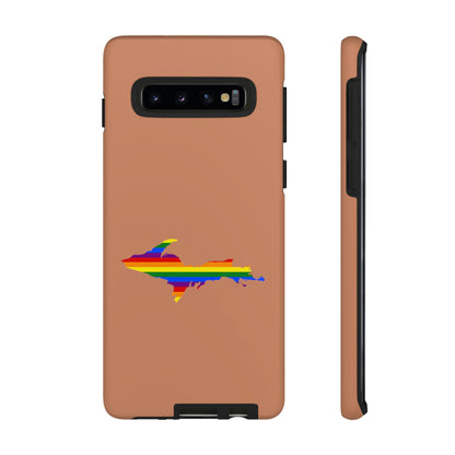 Michigan Upper Peninsula Tough Phone Case (Copper Color w/ UP Pride Flag Outline) | Samsung & Pixel Android