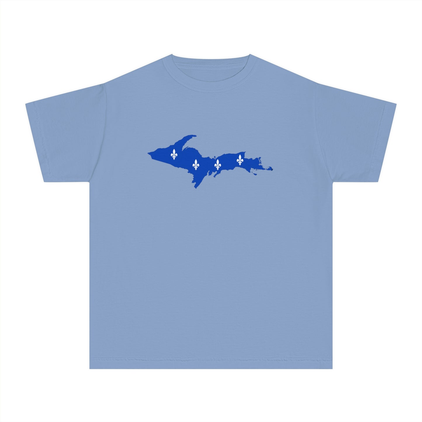 Michigan Upper Peninsula T-Shirt (w/ UP Quebec Flag Outline) | Youth Garment-Dyed