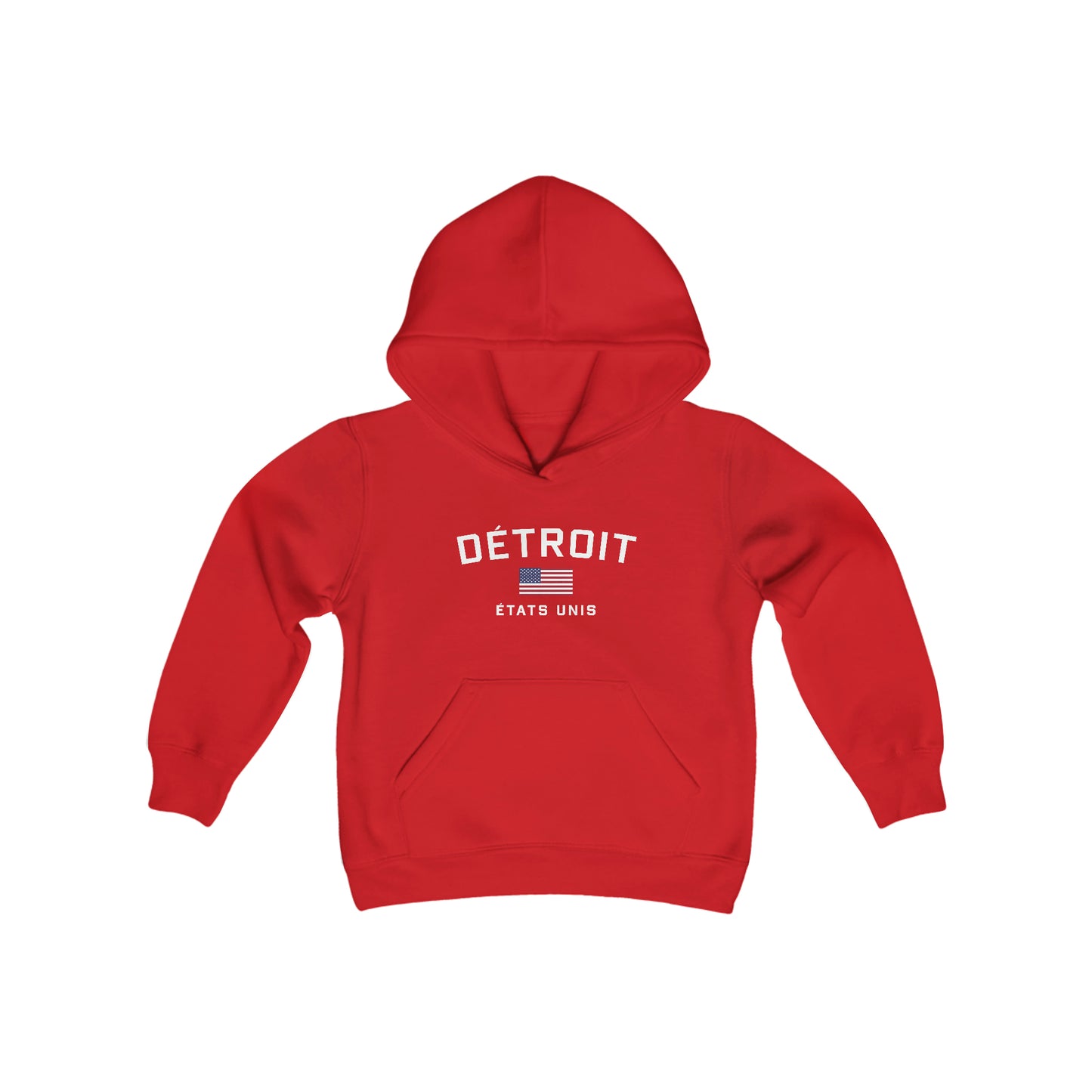 Détroit États Unis' Hoodie (w/USA Flag Outline) | Unisex Youth