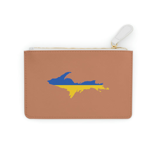 Michigan Upper Peninsula Mini Clutch Bag (Copper Color w/ UP Ukraine Flag Outline)