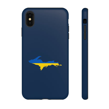 Michigan Upper Peninsula Tough Phone Case (Navy w/ UP Ukraine Flag Outline) | Apple iPhone