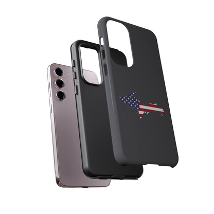 Michigan Upper Peninsula Tough Phone Case (Iron Ore Grey w/ UP USA Flag Outline) | Samsung & Pixel Android