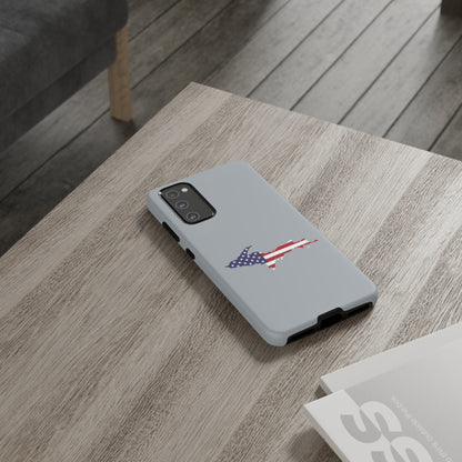 Michigan Upper Peninsula Tough Phone Case (Silver w/ UP USA Flag Outline) | Samsung & Pixel Android