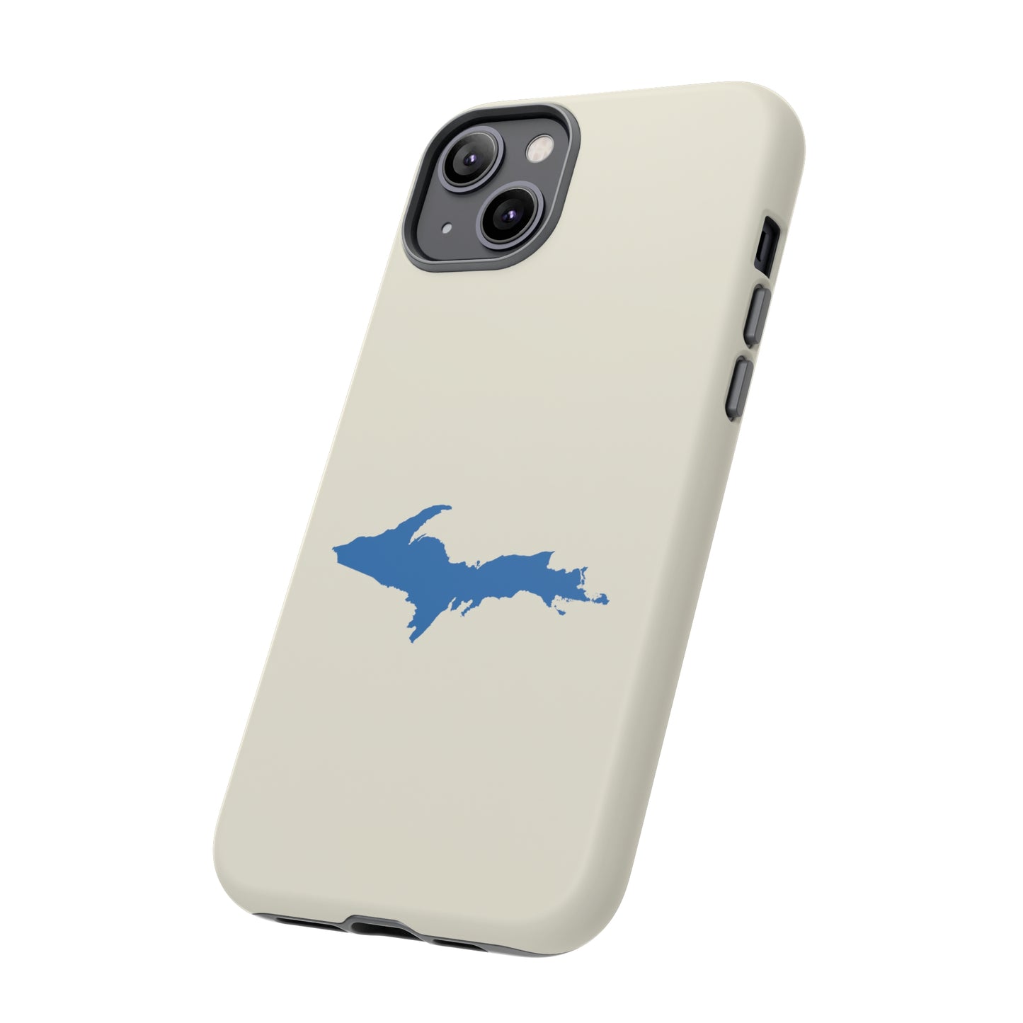 Michigan Upper Peninsula Tough Phone Case (Ivory Color w/ Azure UP Outline) | Apple iPhone