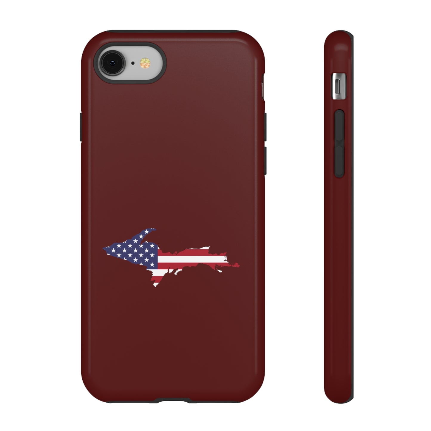 Michigan Upper Peninsula Tough Phone Case (Cherrywood Color w/ UP USA Outline) | Apple iPhone