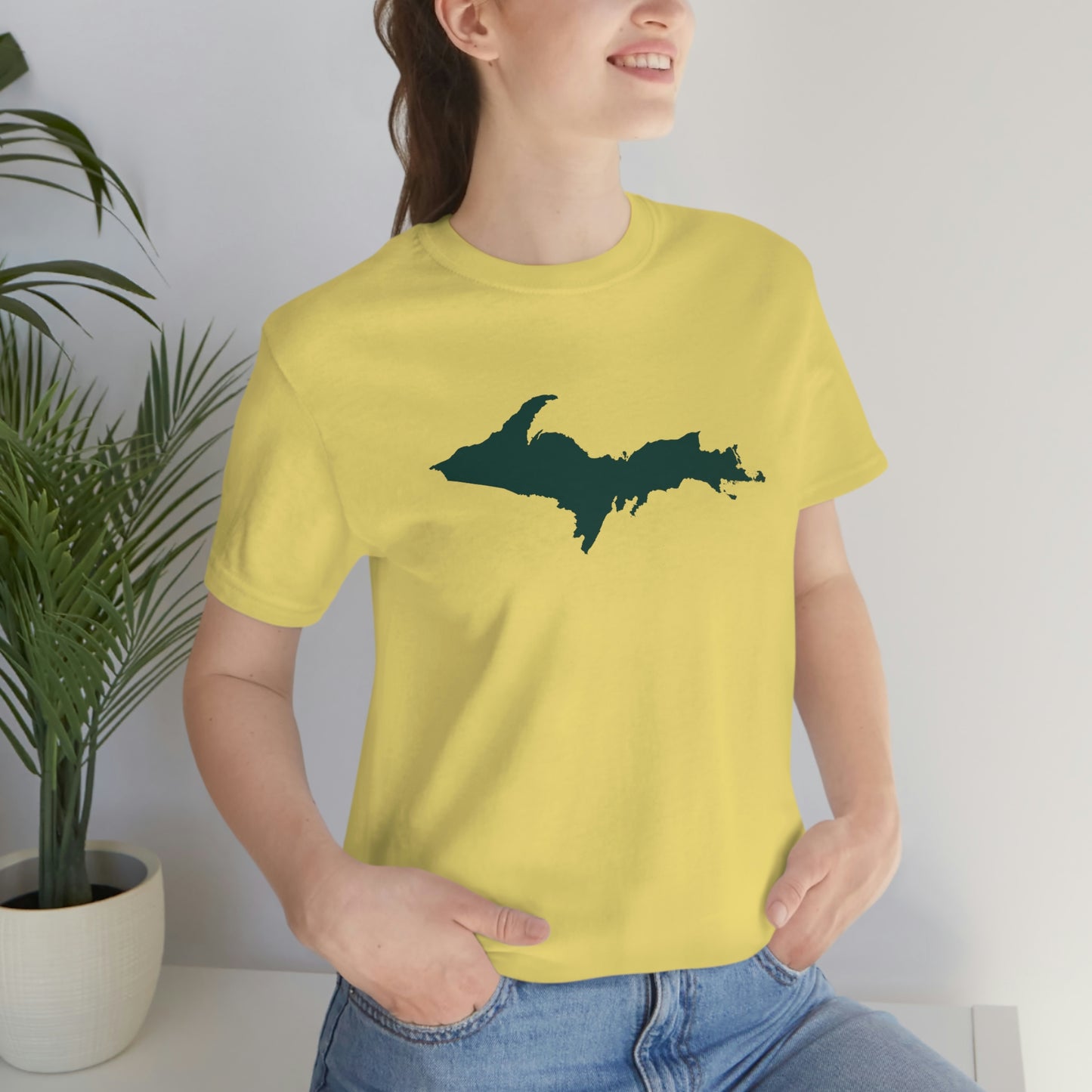 Michigan Upper Peninsula T-Shirt (w/ Green UP Outline) | Unisex Standard Fit