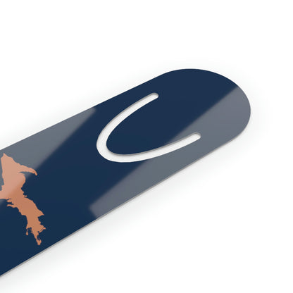 Michigan Upper Peninsula Metal Bookmark (w/ Copper UP Outline) | Navy