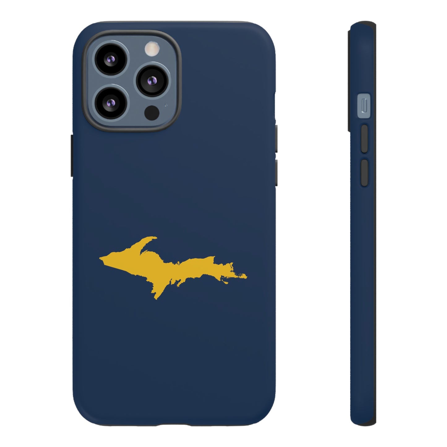 Michigan Upper Peninsula Tough Phone Case (Navy w/ Gold UP Outline) | Apple iPhone