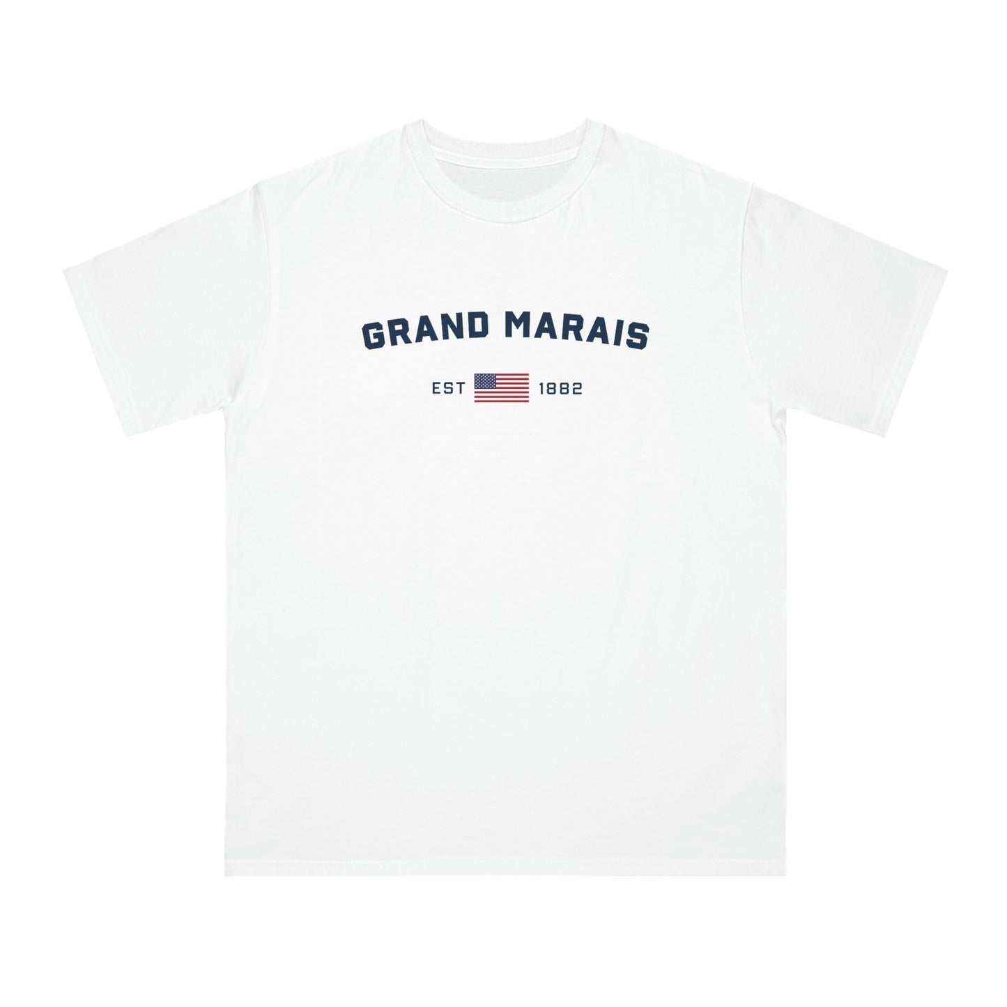 'Grand Marais EST 1882' T-Shirt (w/ USA Flag Outline) | Organic Unisex