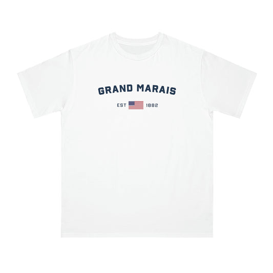 'Grand Marais EST 1882' T-Shirt (w/ USA Flag Outline) | Organic Unisex