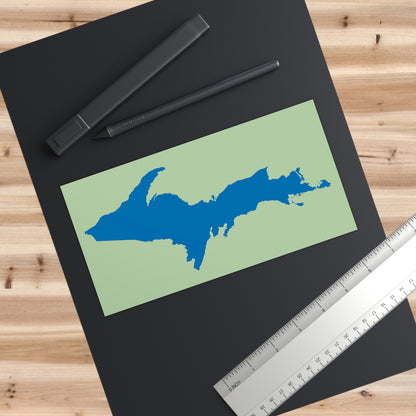 Michigan Upper Peninsula Bumper Sticker (w/ Azure UP Outline) | Green Tea Color Background