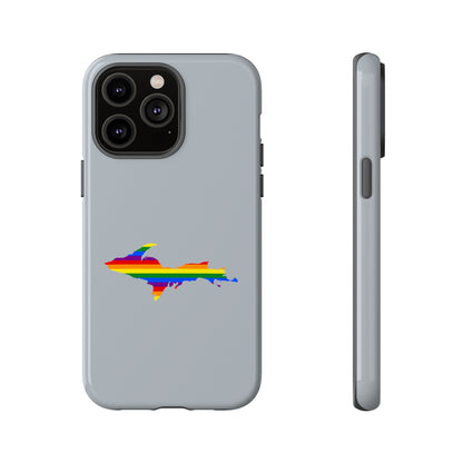 Michigan Upper Peninsula Tough Phone Case (Silver w/ UP Pride Flag Outline) | Apple iPhone