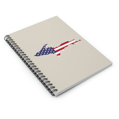 Michigan Upper Peninsula Spiral Notebook (w/ UP USA Flag Outline) | Canvas Color