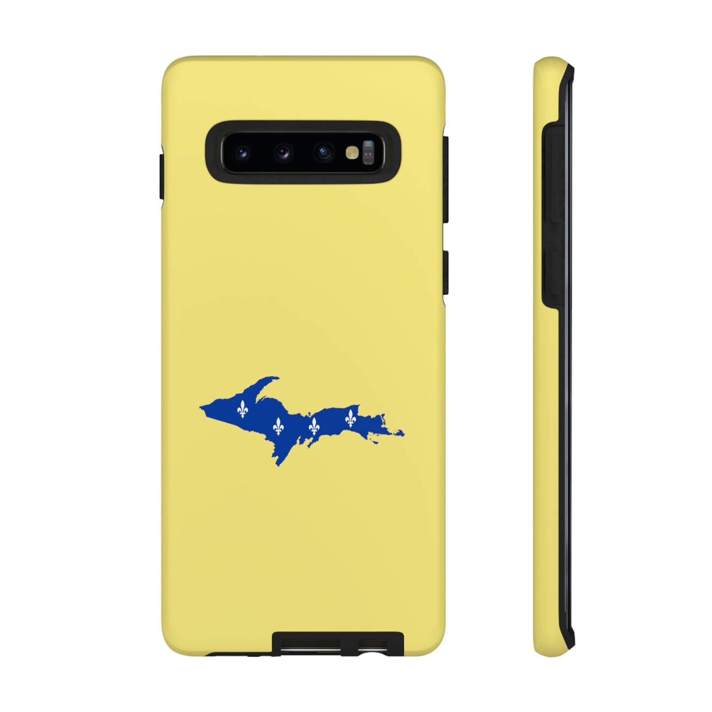 Michigan Upper Peninsula Tough Phone Case (Yellow Cherry Color w/ UP Quebec Flag Outline) | Samsung & Pixel Android