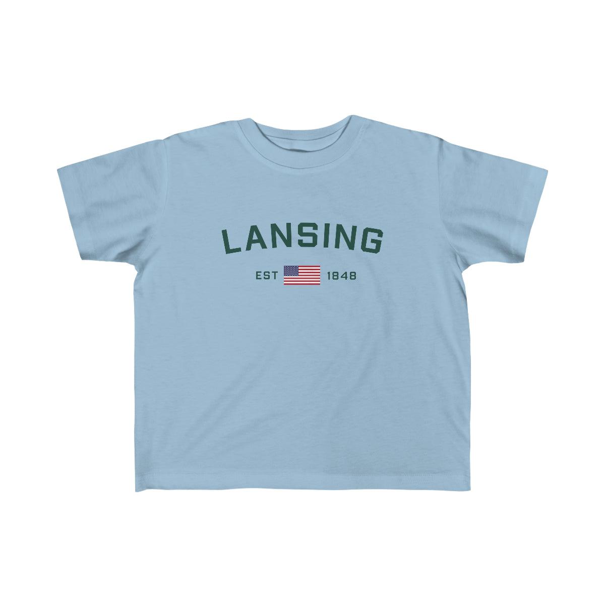 'Lansing EST 1848' T-Shirt  (w/USA Outline Font) | Toddler Short Sleeve - Circumspice Michigan