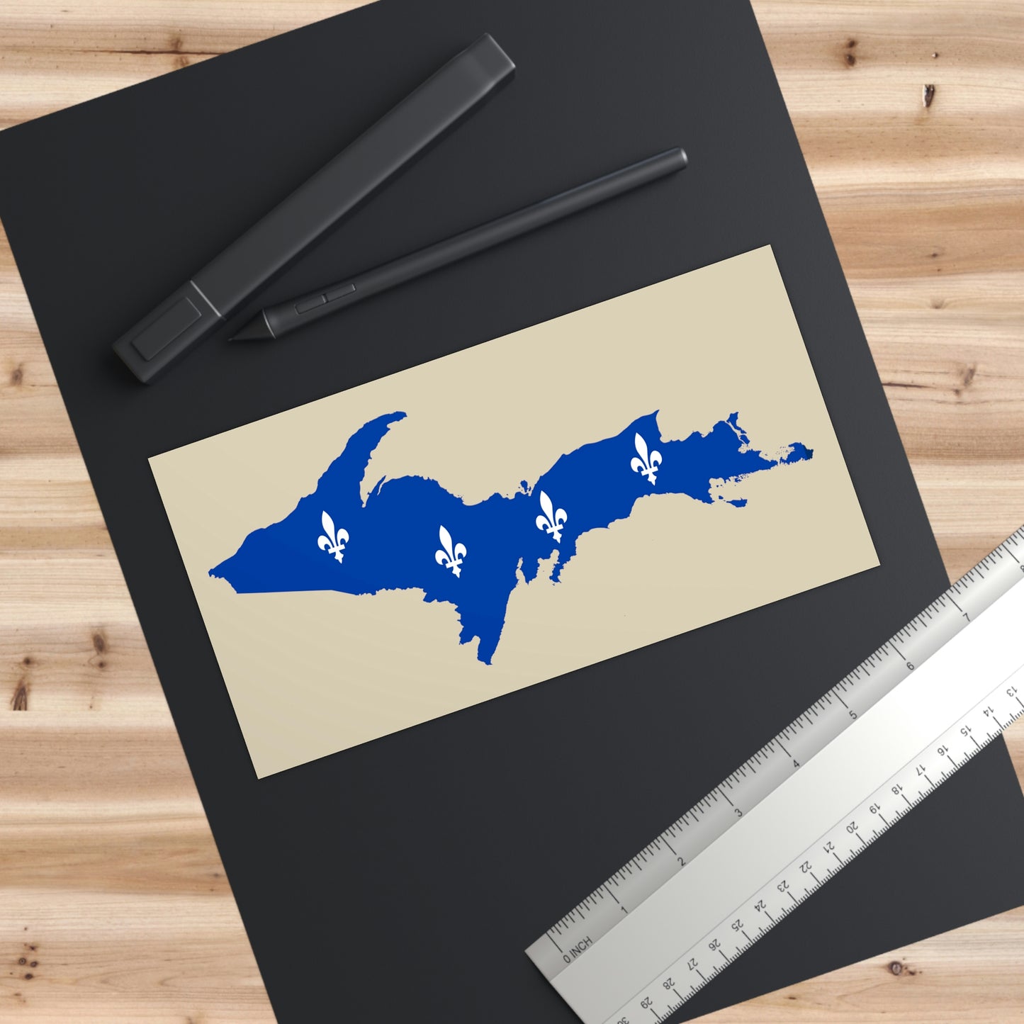 Michigan Upper Peninsula Bumper Stickers (w/ UP Quebec Flag Outline) | Canvas-Color Background