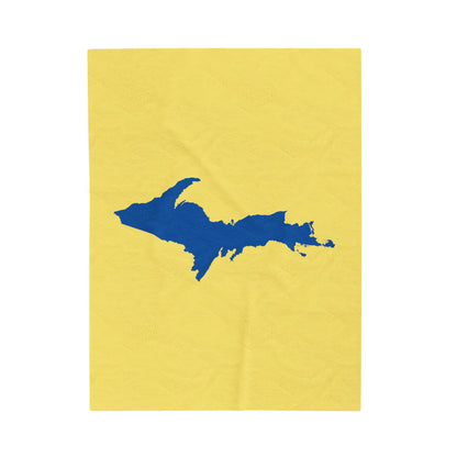 Michigan Upper Peninsula Plush Blanket (w/ Azure UP Outline) | Cherry Yellow