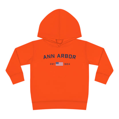 'Ann Arbor EST 1824' Hoodie (w/USA Flag Outline) | Unisex Toddler