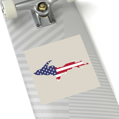 Michigan Upper Peninsula Square Sticker (Canvas Color w/ UP USA Flag Outline) | Indoor/Outdoor