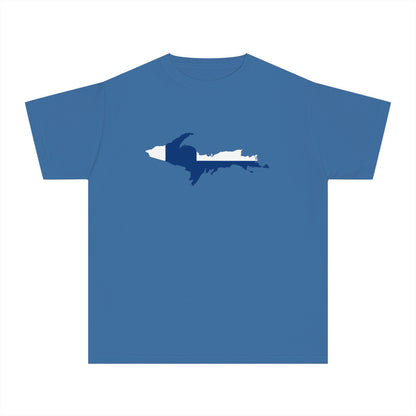 Michigan Upper Peninsula T-Shirt (w/ UP Finland Flag Outline) | Youth Garment-Dyed