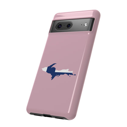 Michigan Upper Peninsula Tough Phone Case (Pink w/ UP Finland Flag Outline) | Samsung & Pixel Android