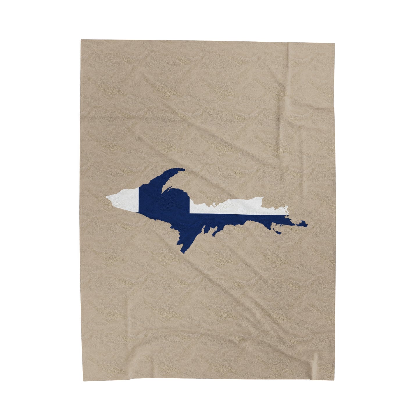 Michigan Upper Peninsula Plush Blanket (w/ UP Finland Flag Outline) | Dark Canvas Color