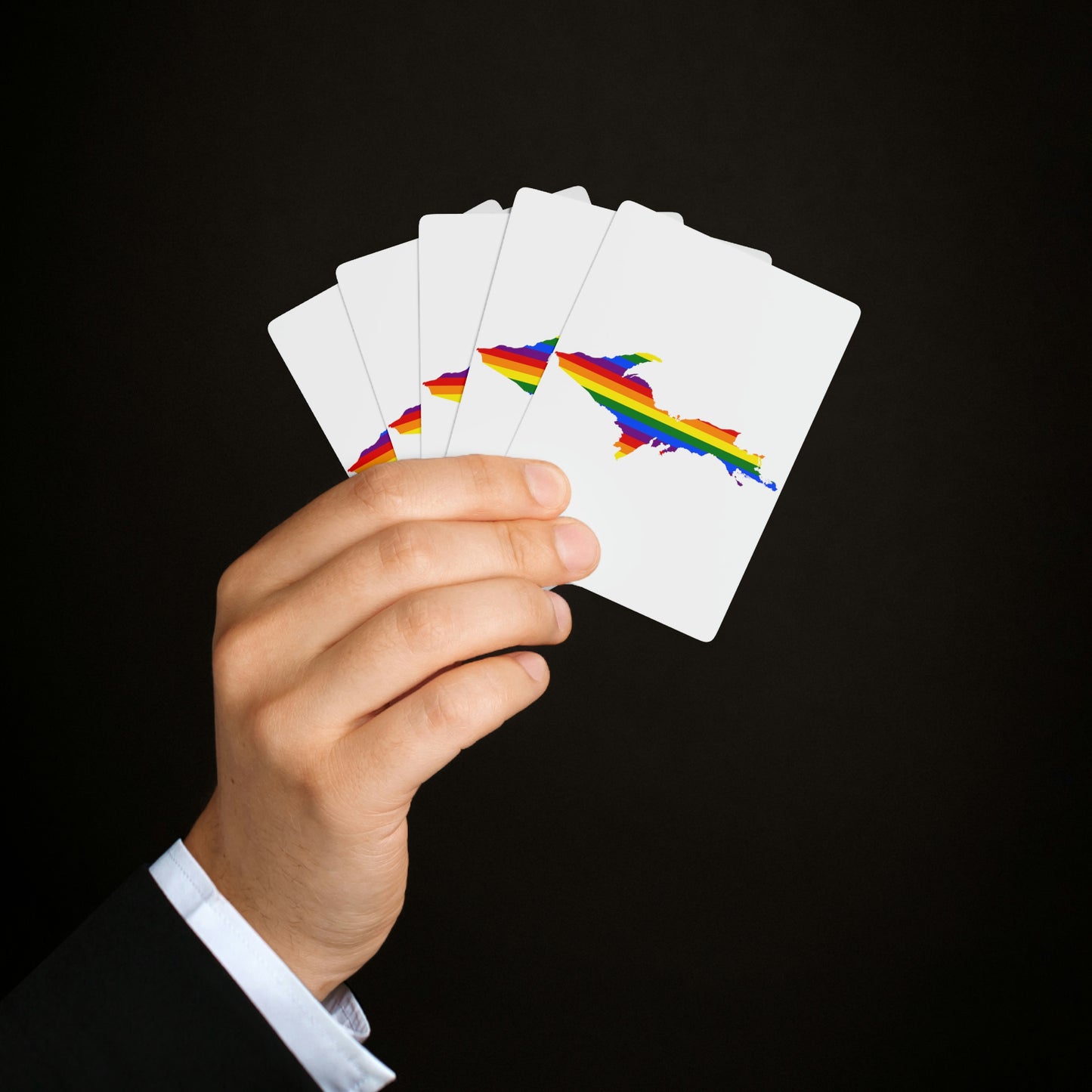 Michigan Upper Peninsula Poker Cards (w/ UP Pride Flag Outline)