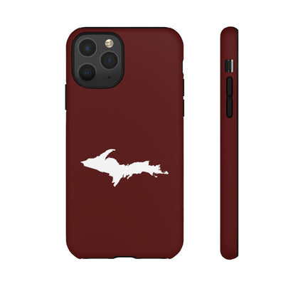 Michigan Upper Peninsula Tough Phone Case (Cherrywood Red w/ UP Outline) | Apple iPhone