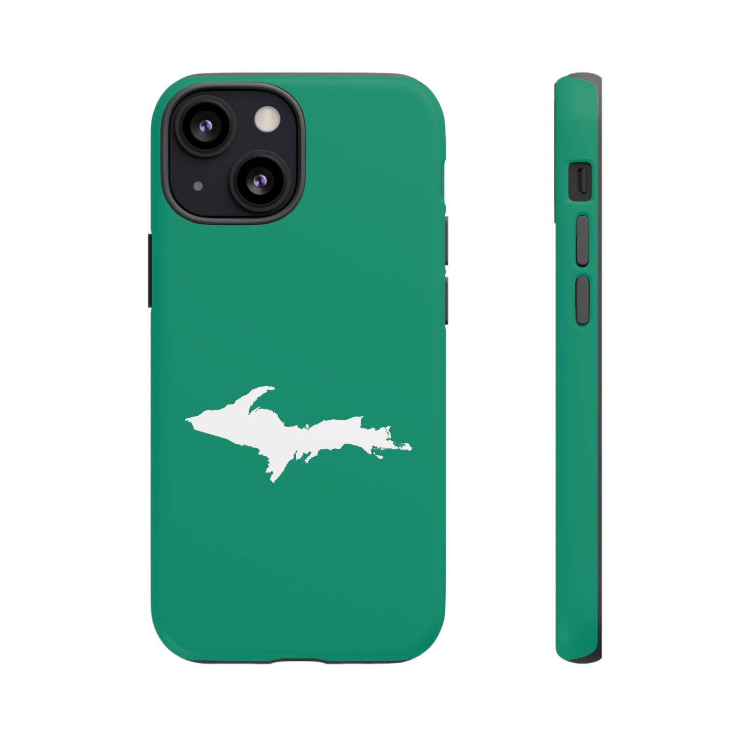 Michigan Upper Peninsula Tough Phone Case (Emerald Green w/ UP Outline) | Apple iPhone