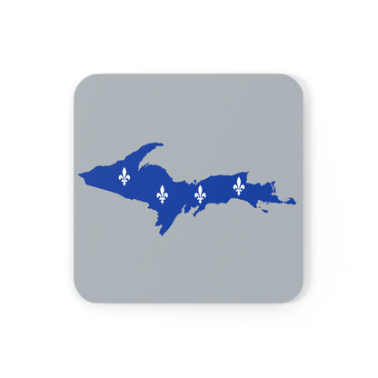 Michigan Upper Peninsula Coaster Set (Silver w/ UP Quebec Flag Outline) | Corkwood - 4 pack