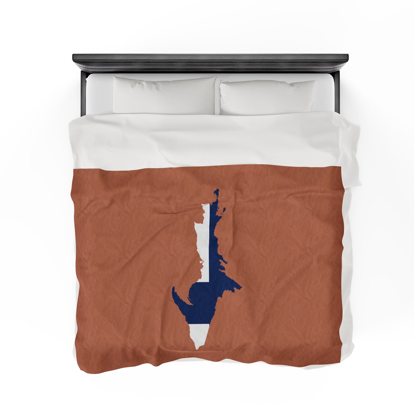 Michigan Upper Peninsula Plush Blanket (w/ UP Finland Flag Outline) | Copper Color