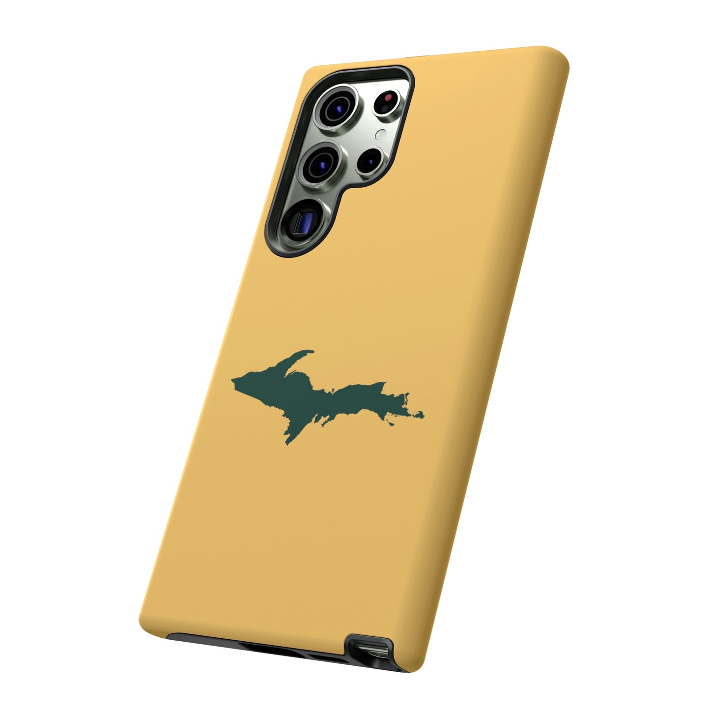 Michigan Upper Peninsula Tough Phone Case (Citrine w/ Green UP Outline) | Samsung & Pixel Android