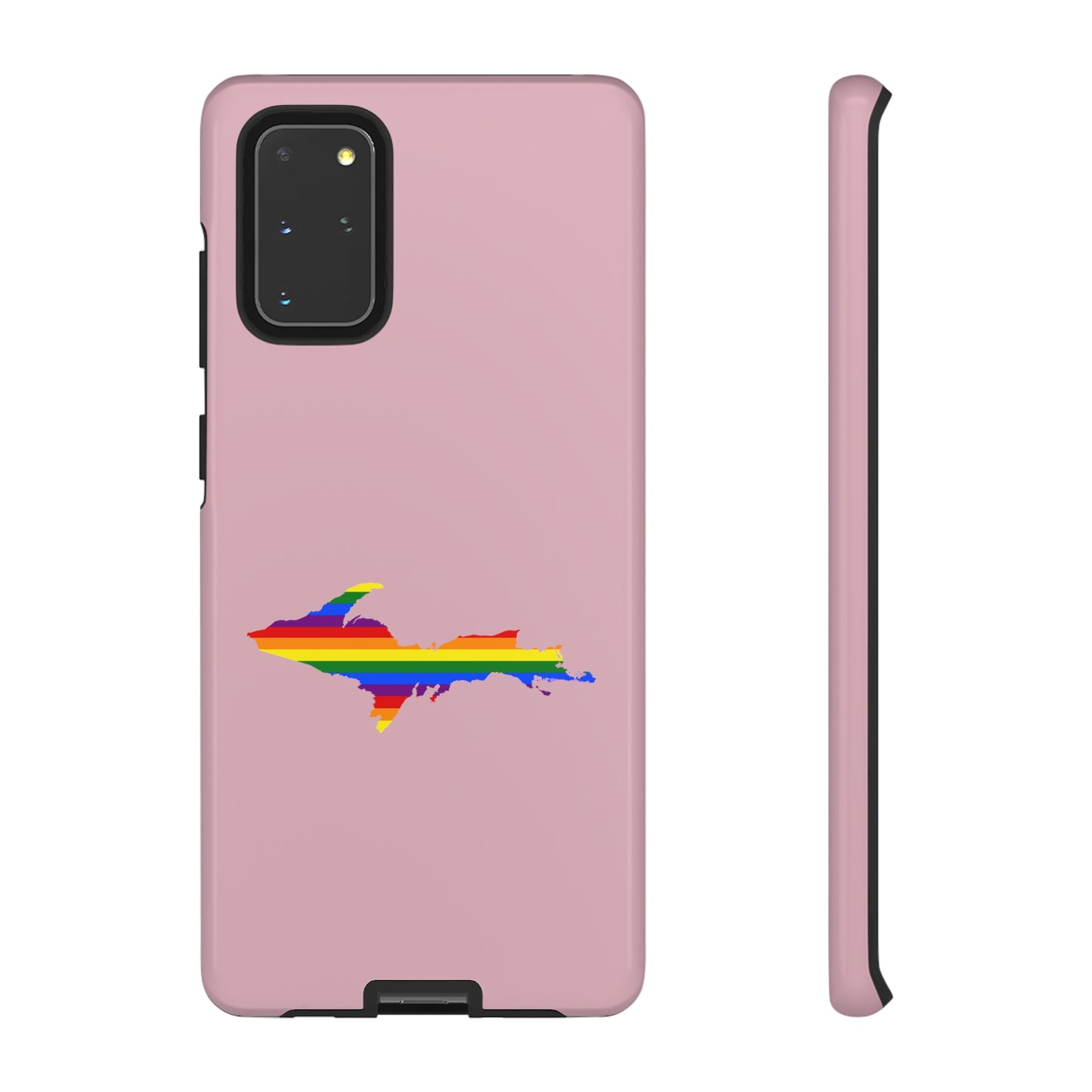 Michigan Upper Peninsula Tough Phone Case (Pink w/ UP Pride Flag Outline) | Samsung & Pixel Android