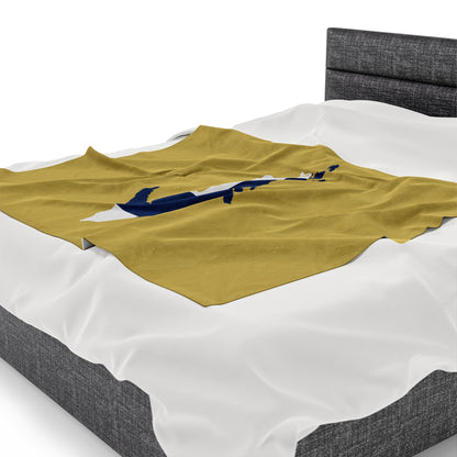 Michigan Upper Peninsula Plush Blanket (w/ UP Finland Flag Outline) | Plum Yellow