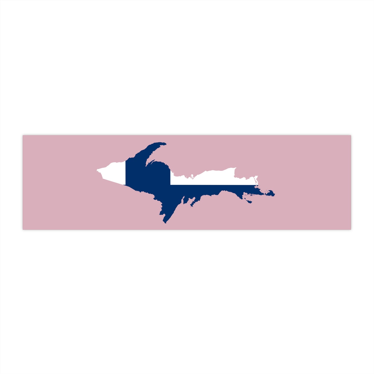 Michigan Upper Peninsula Bumper Stickers (w/ UP Finland Flag Outline) | Pink Background