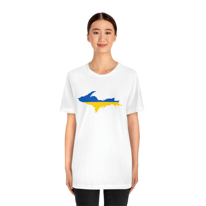 Michigan Upper Peninsula T-Shirt (w/ UP Ukraine Flag Outline) | Unisex Standard Fit