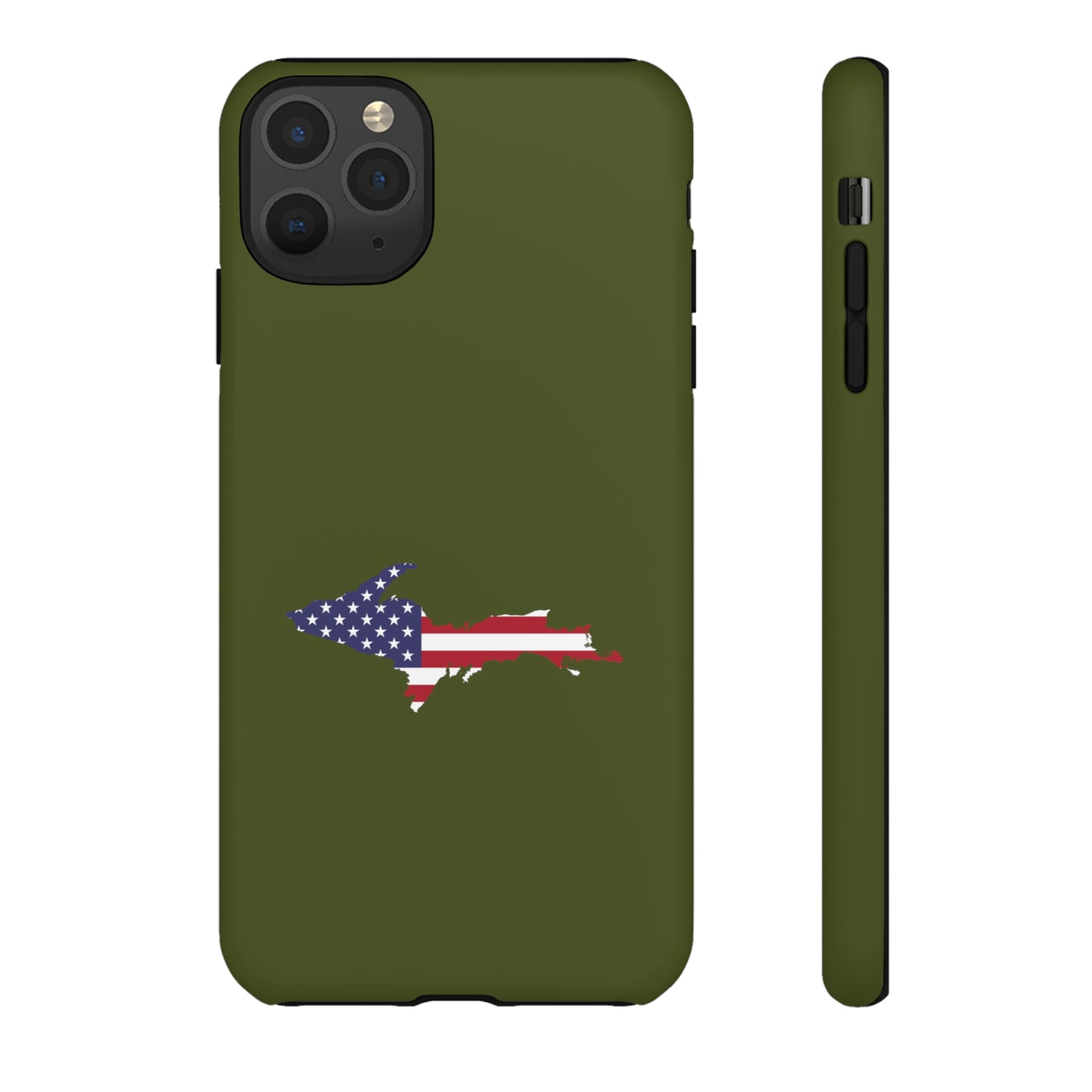 Michigan Upper Peninsula Tough Phone Case (Army Green w/ UP USA Outline) | Apple iPhone