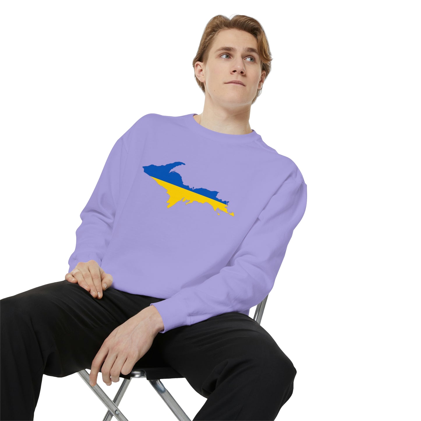 Michigan Upper Peninsula Sweatshirt (w/ UP Ukraine Outline) | Unisex Garment Dyed