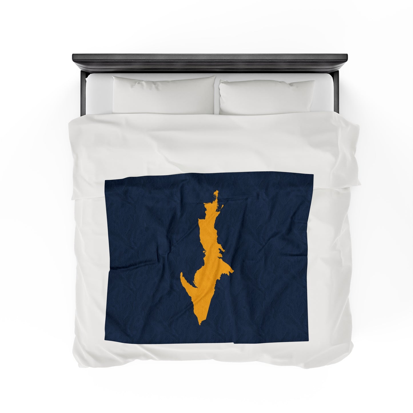 Michigan Upper Peninsula Plush Blanket (w/ Gold UP Outline) | Navy